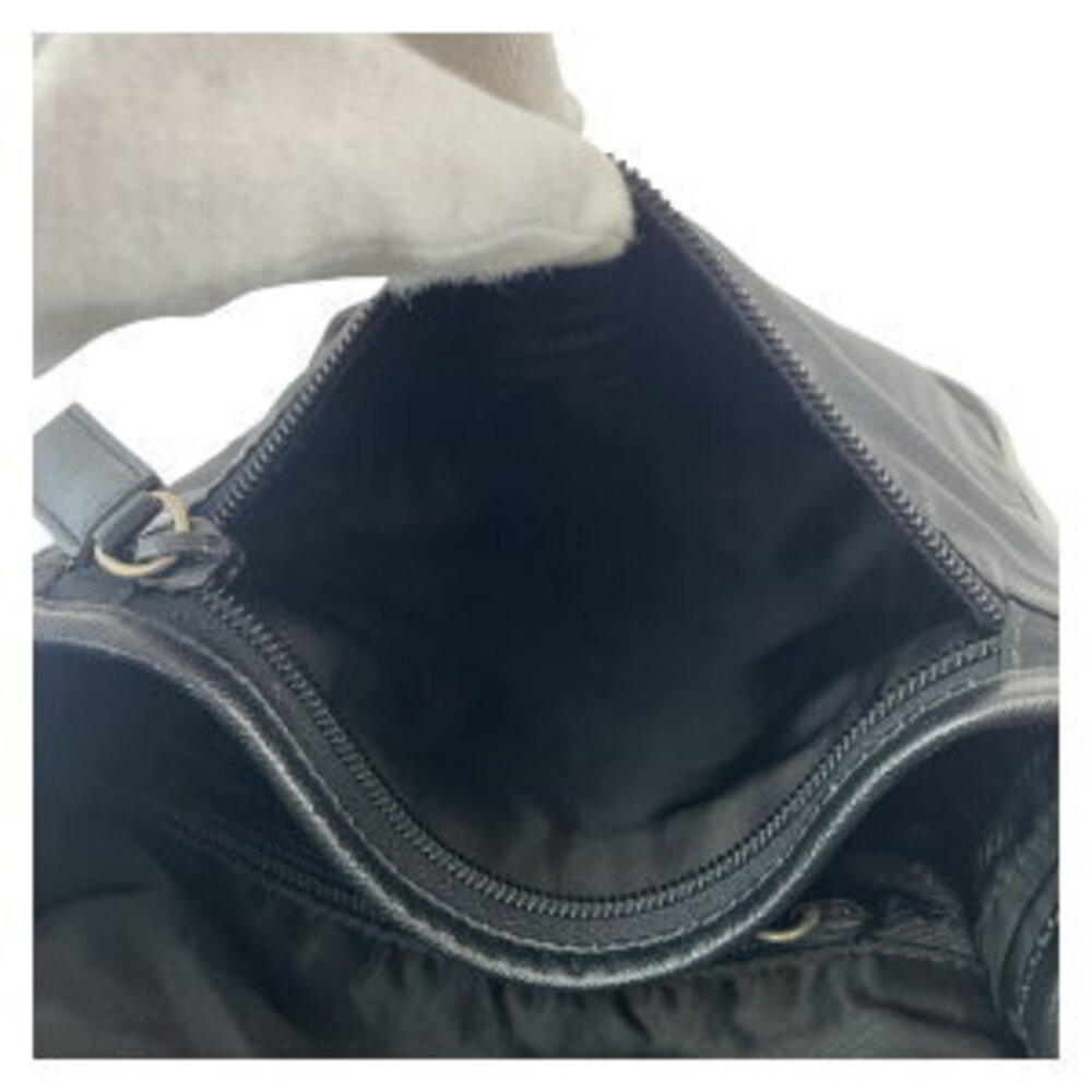 Prada logo triangular Nylon crossbody bag plate black shoulder messenger Tessuto - Picture 10 of 10